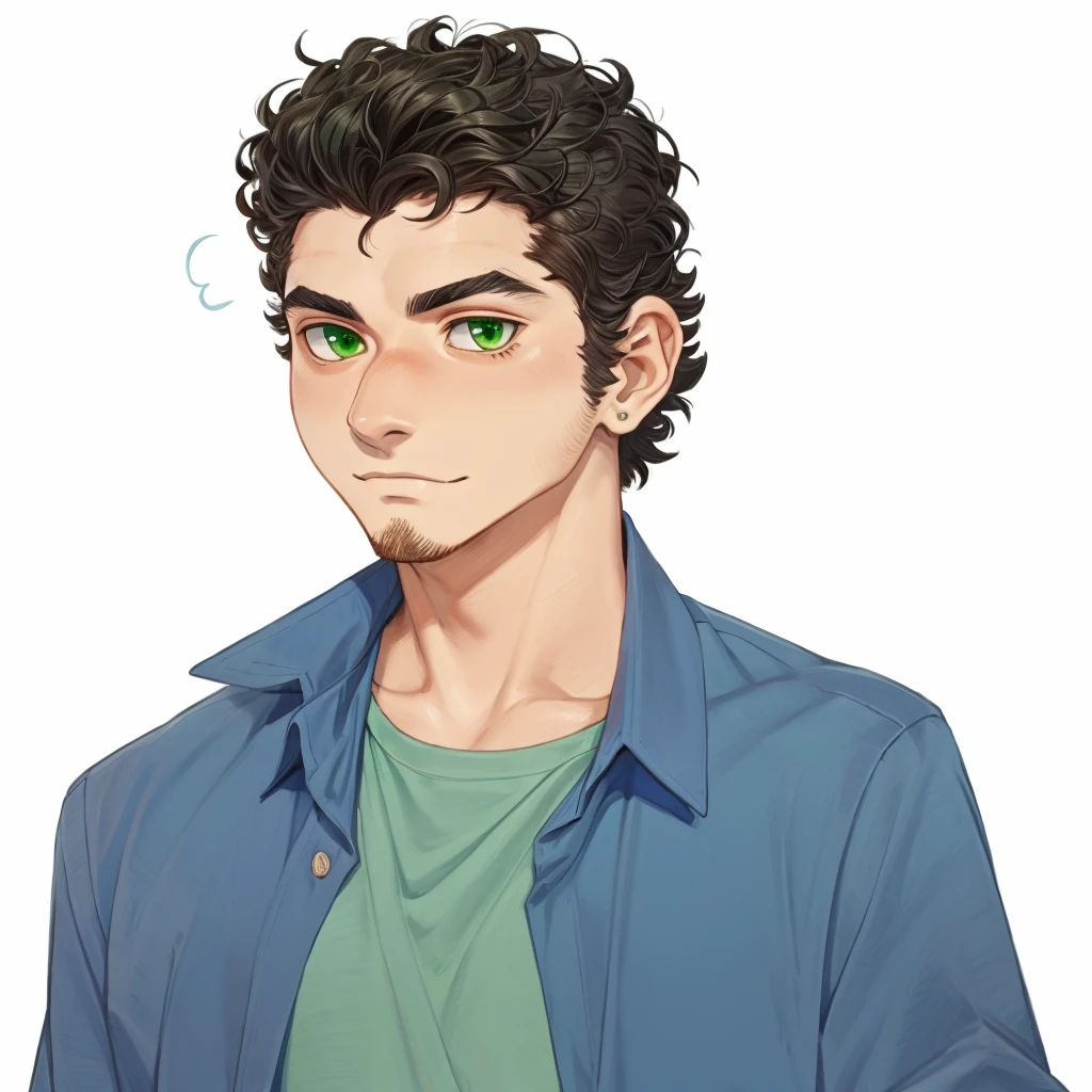 Cartoon of a man in a blue shirt and a green shirt, Kentaro Miura art style, Kentaro Miura's Manga Art Style, Kentaro Miura Manga Style, Kentaro Miura Style, Kentaro Miura style, Kentaro Miura's manga style, Kentaro Miura Style, Kentaro Miura!