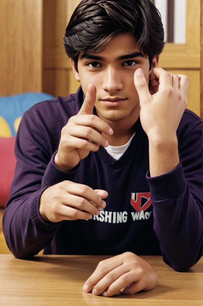 Una imagen de un joven de 16 años haciendo asi 🤞 con la mano (crossing fingers)