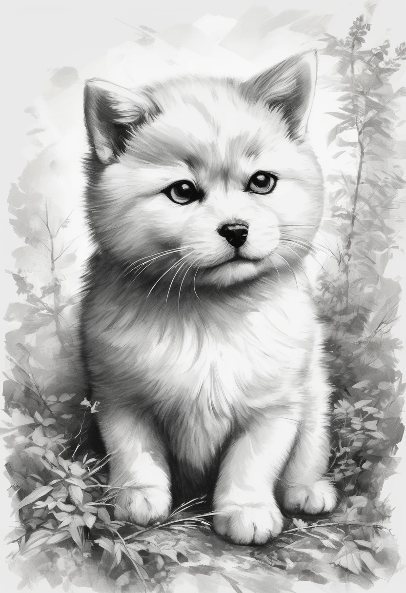 "Dynamic ink brushstroke style, black and white only: illustration by a professional illustrator, featuring a cute cat or Persian Cat, action shot, high detail, white background, sharp focus, full body, masterpiece, highly detailed, high quality, artistic sumi ink painting, Japanese style, icon, single animal. Please include a circular motif for an icon design. A sleeping Shiba Inu with very realistic fur depiction, surreal expression, artistic circular motif for an icon design. Features detailed whiskers, blue eyes, cheek whiskers, Japanese dog, Japanese-style design."