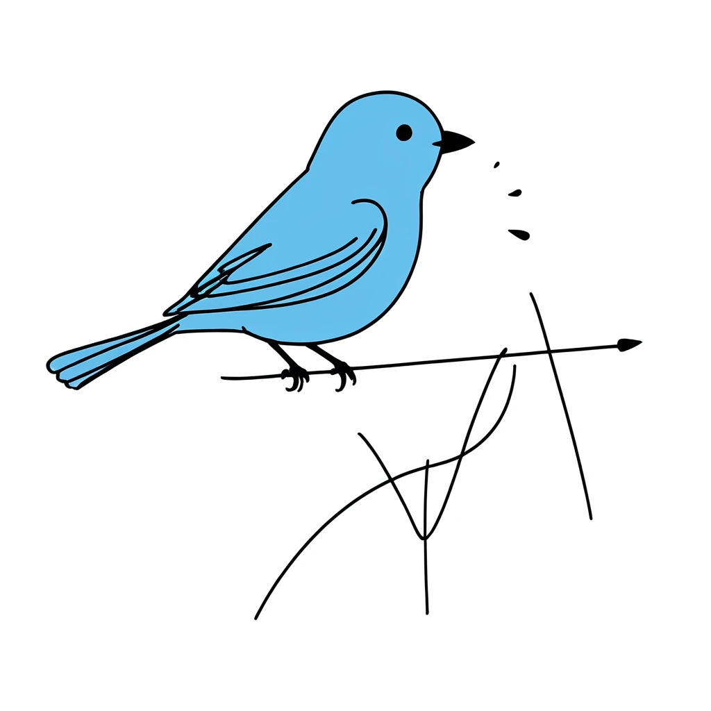 1Bird only,simple,(white background:1.4),doodle,sky blue bird,scribble,minimalism,diagrammatic drawing