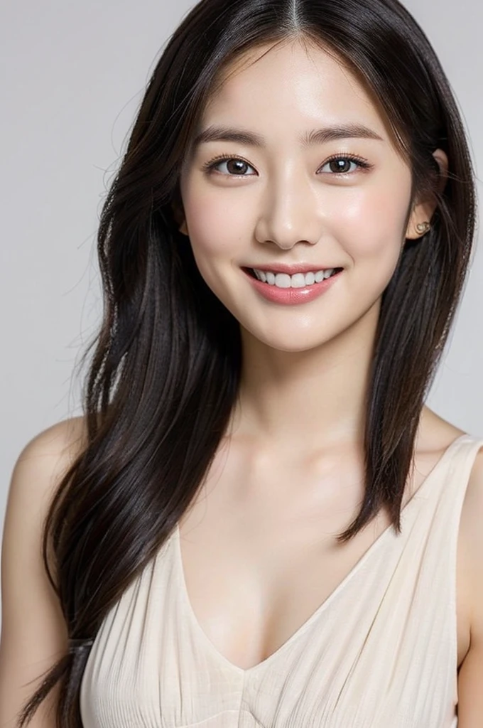 8K、High definition、Ultra Detail、Photorealistic、Realistic and accurate depiction、Realistic and accurate human anatomy、High resolution、Highest quality、Japanese Beauty、Best Quality,フォトリアリスティックHigh resolution,Cute Woman,Beautiful detailed eyes,Beautiful detailed lips,Smiling,Laughing,Cute,enjoy,Happy smile,Magical moments,looking at the camera、A slender body、Happy expression、Visible dimples、Random medium hairstyles、22 years old、Show the whole body、A neat and cute dress design