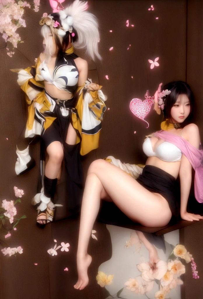 An sexy asian girl sitting, open 2 legs and use 2 hands to cover the vagina part