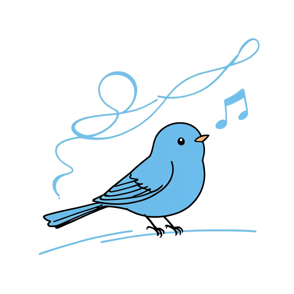 1Bird only,simple,(white background:1.4),doodle,Singing sky blue bird,scribble,minimalism,diagrammatic drawing