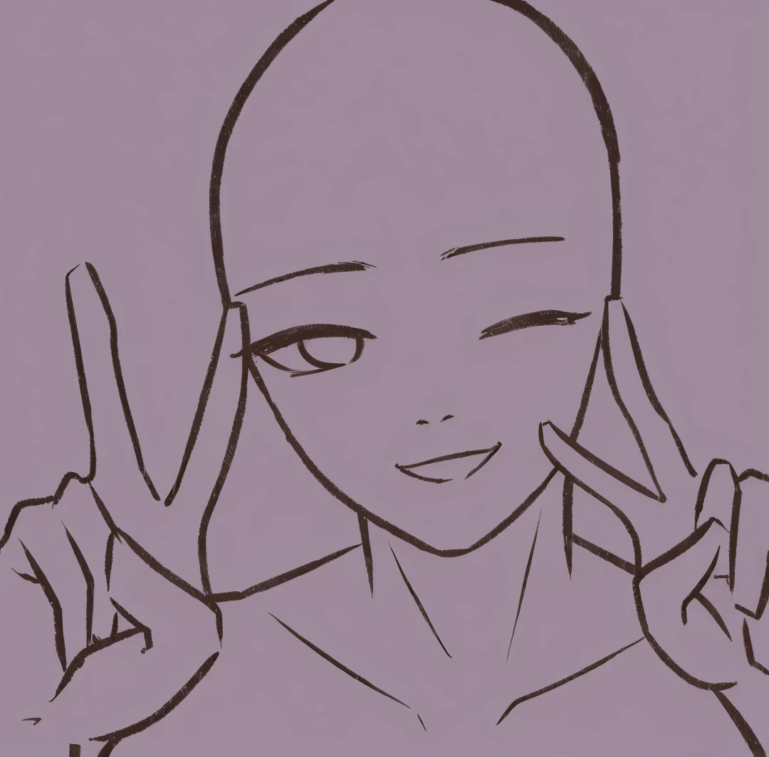 drawing of a bald man with a smile on his face, detailed anime soft face, portrait of pretty man, flat anime style shading, clean anime outlines, elegant smiling pose, ((wink smile expression)), face anime portrait, attractive, high detailed face anime, detailed anime face, dramatic smiling pose, seinen manga portrait, anime style portrait, peace pose, peace sign, two fingers gesture