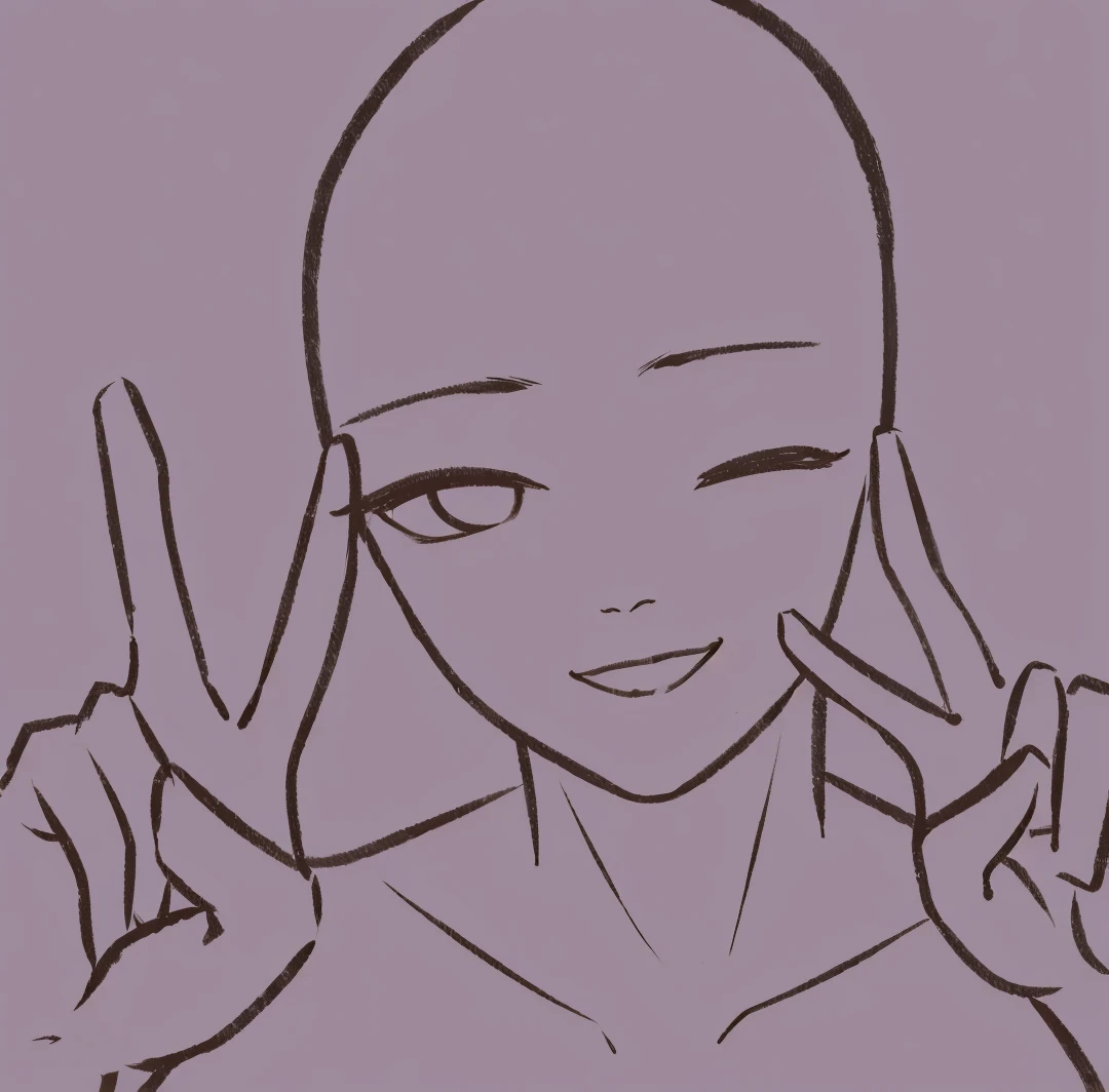 drawing of a bald man with a smile on his face, detailed anime soft face, portrait of pretty man, flat anime style shading, clean anime outlines, elegant smiling pose, ((wink smile expression)), face anime portrait, attractive, high detailed face anime, detailed anime face, dramatic smiling pose, seinen manga portrait, anime style portrait, peace pose, peace sign, two fingers gesture