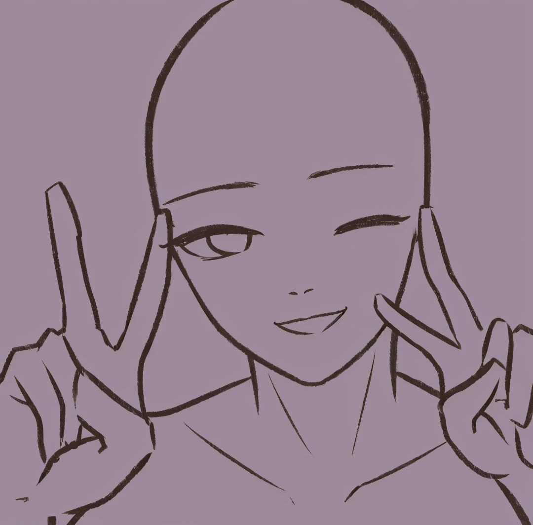 drawing of a bald man with a smile on his face, detailed anime soft face, portrait of pretty man, flat anime style shading, clean anime outlines, elegant smiling pose, ((wink smile expression)), face anime portrait, attractive, high detailed face anime, detailed anime face, dramatic smiling pose, seinen manga portrait, anime style portrait, peace pose, peace sign, two fingers gesture