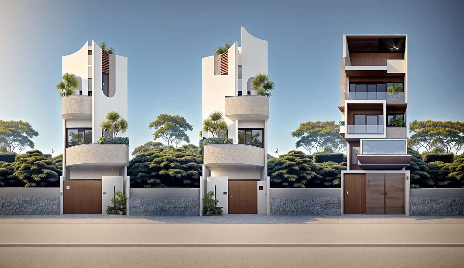 PLATEFORME KTHOUSE, 1 deadly villa,1 large courtyard, 1 road passes in front of the house, (Photo brute, real, best quality, head of&#39;artwork:1.2), avoir l&#39;modern and minimalist look, 1 route devant la maison, dynamic lighting:1.3, (hyper realistic, photo-realistic:1.2), High quality, (dark lighting:1.2), perfect lighting, archquotidiennement, no&#39;humain, light at noon, light in the door:1.2