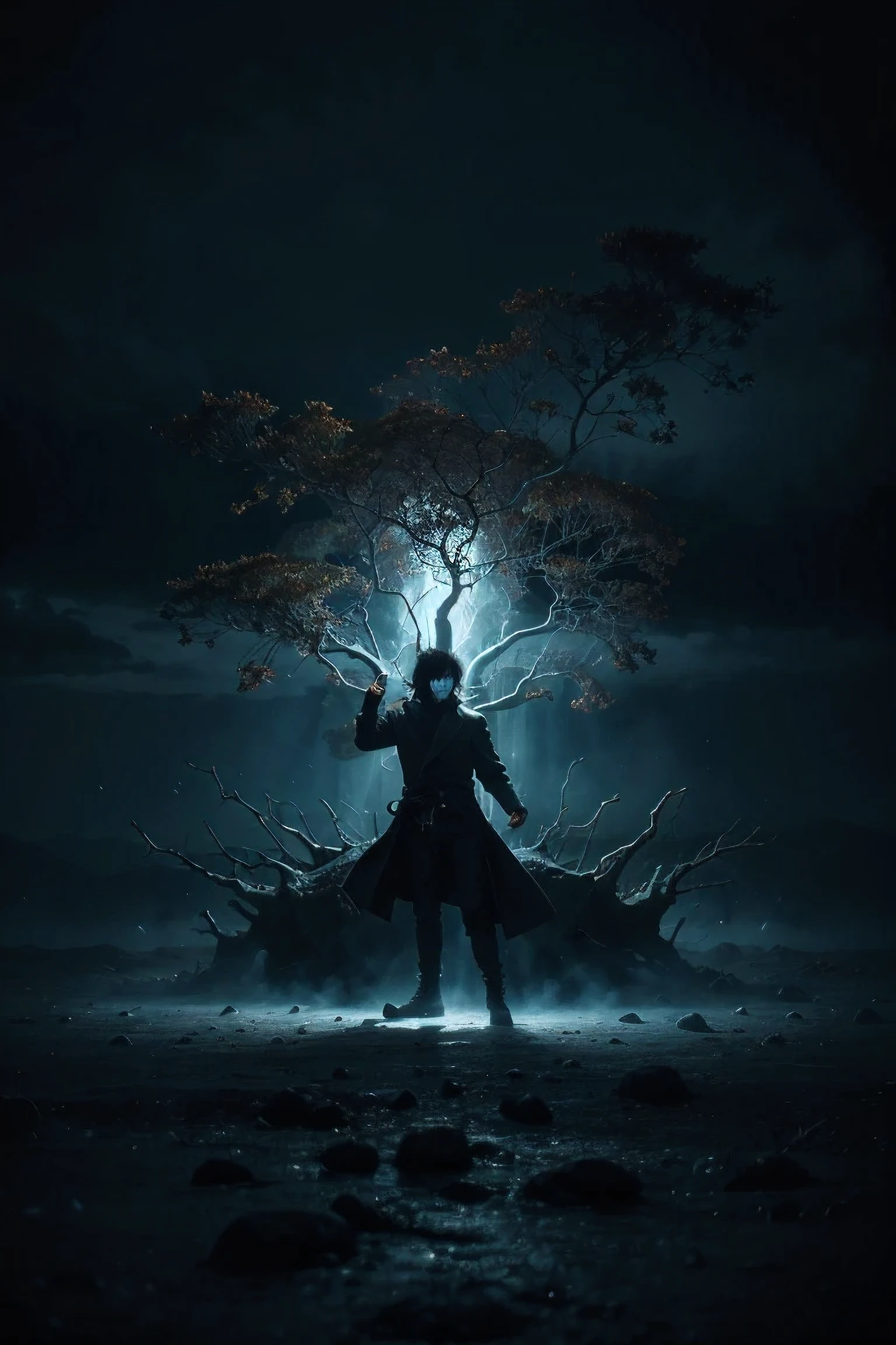 Create an intense scene depicting a ‘domain expansion’ from Jujutsu Kaisen. The scene should show a dark, surreal environment with swirling energy and menacing shadows. In the center, a powerful sorcerer is performing the domain expansion, surrounded by a glowing aura. The background should have intricate, otherworldly designs and a sense of depth, with twisted structures and floating elements. The atmosphere should be ominous, with dark colors and vibrant highlights to emphasize the supernatural power being unleashed.