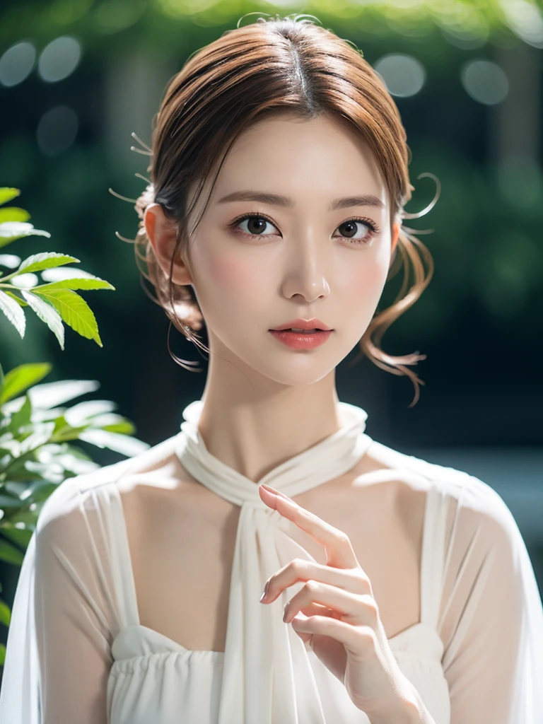 elegant woman in white blouse, beautiful detailed eyes, beautiful detailed lips, extremely detailed eyes and face, long eyelashes, slender body, thin face, delicate features, flawless porcelain skin, glistening sweat, ultra-thin hands, ultra-fine fingers, best ratio four finger and one thumb, realistic, see-through white blouse, amusement park, one-person viewpoint, Fuji Film, F/1.2, 8K, masterpiece, nffsw, super detail, high quality, best quality, high resolution, glasses