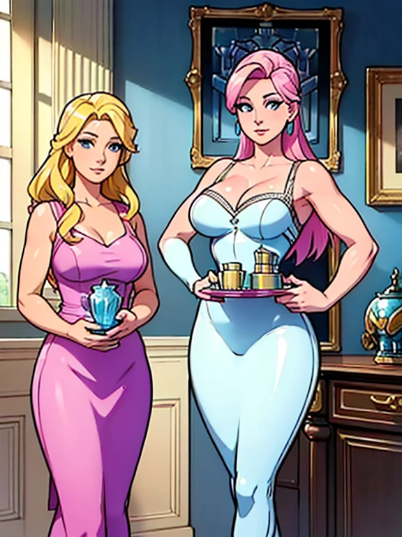 (robot housewife),(display case),(pink dress),(blonde hair),(blue eyes),(plastic skin),(best quality,4k,8k,highres,masterpiece:1.2),ultra-detailed,(realistic,photorealistic,photo-realistic:1.37),portraits,(vibrant colors,colorful:1.1),(soft lighting),(silverware),(spotless kitchen),(beautifully decorated room),(elegant surroundings),(big windows),(tidy and organized),(comfortable living space),(tastefully designed),(stunning artwork),glass showcase),(precious collectibles),(interesting artifacts),(showcasing treasures),(spotlight),(meticulously arranged),(enticing arrangement), (robot parts)