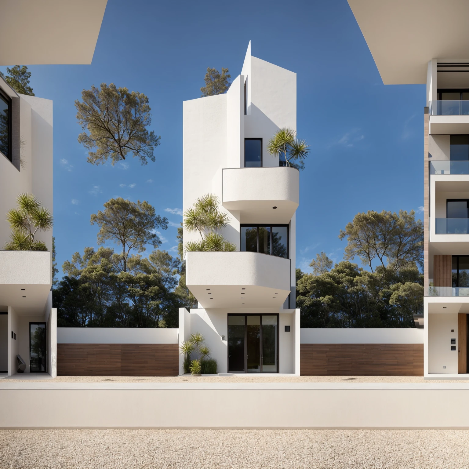 1 architecte moderne, main material by white wall and wood, 1 large courtyard, 1 road passes in front of the house, (Photo brute, real, best quality, head of'artwork:1.2), avoir l'modern and minimalist look, 1 route devant la maison, dynamic lighting:1.3, (hyper realistic, photo-realistic:1.2), High quality, (dark lighting:1.2), perfect lighting, archquotidiennement, no'humain