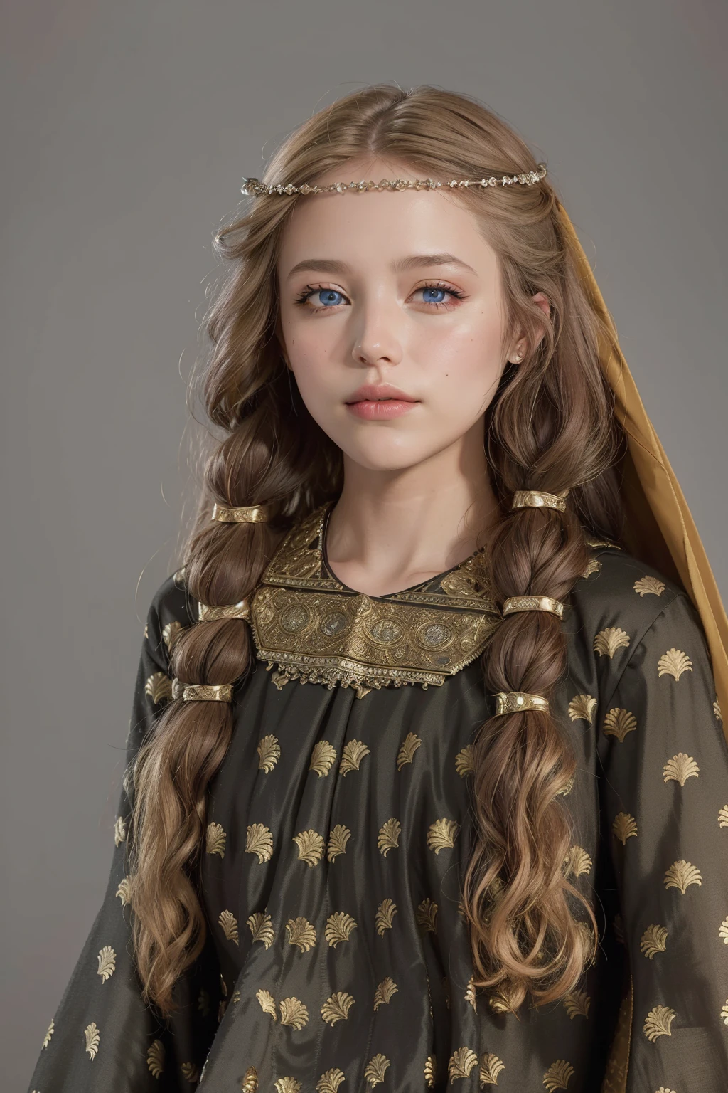 (masterpiece, top quality, best quality, official art, beautiful and aesthetic:1.2), (1girl:1.3), wavy long hair, light purple hair, extremely detailed, portrait, looking at viewer, solo, (full body:0.6), detailed background, close up, blue eyes, (cold arctic winter theme:1.1), fortune teller, charlatan, smirk, mysterious, sitting at table, colorful shoulderless loose gypsy fortune teller clothes, chalice, tarot cards, crystal ball, medieval (tent interior:1.1) background, tent curtains in background, dark mysterious lighting, shadows, magical atmosphere, starry night,, dutch angle