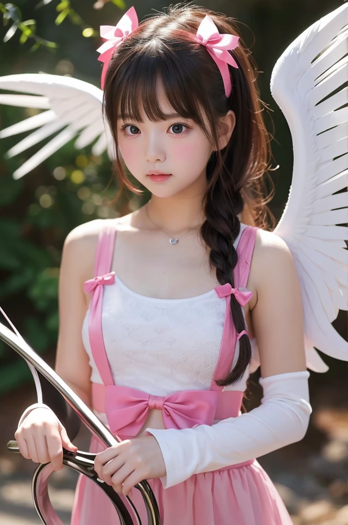 Holding a heart-shaped bow and arrow。Baby Angel。