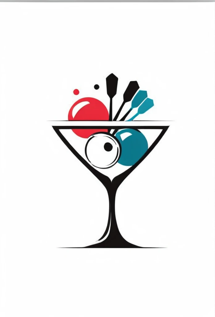stylish dining bar logo
In the glass,
Darts arrows, billiard balls,
a stylish logo that looks like it's in a glass of alcohol
Pretty cool
chic and modern design
The background is white