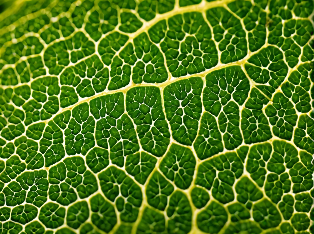 leaf cells under a microscope, optical microscope image, stomata, closeup , realistic very wide shot, landscape, film, professional, 4k