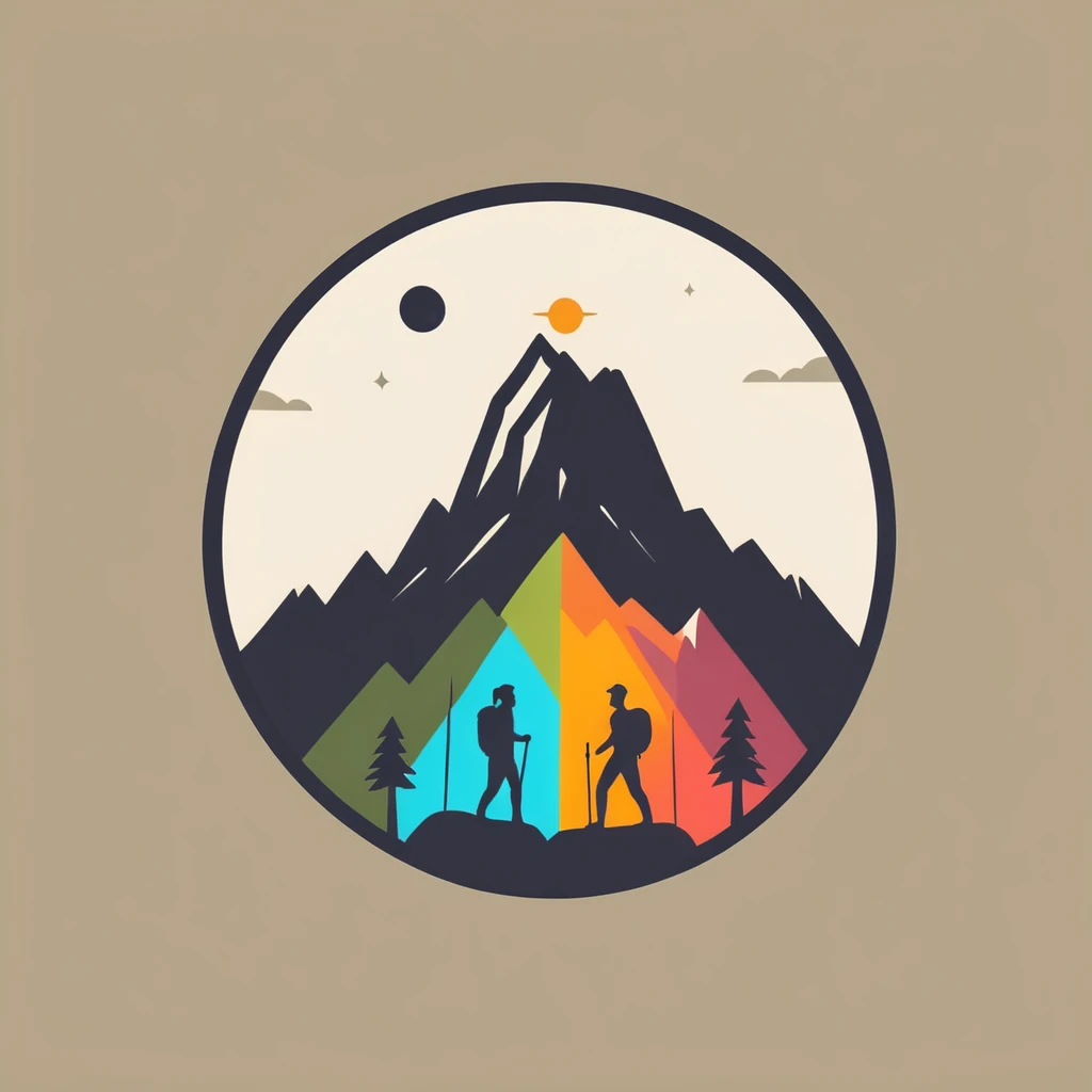 Logo of árvore, tons de cores, hike, modern, colorful, LogoRedAF,