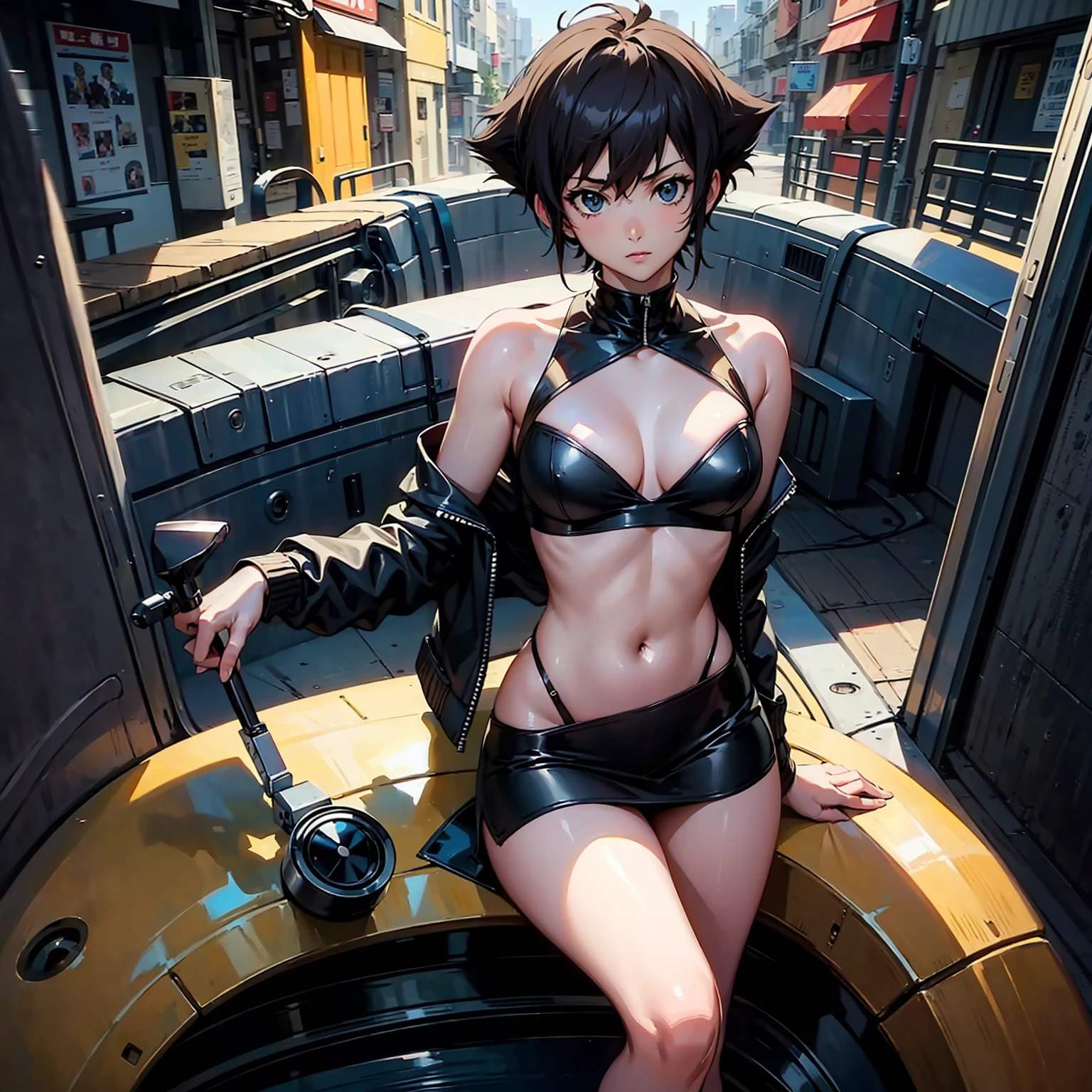 masterpiece, top quality, high resolution, Cowboy Bebop, future background sexy beauty
