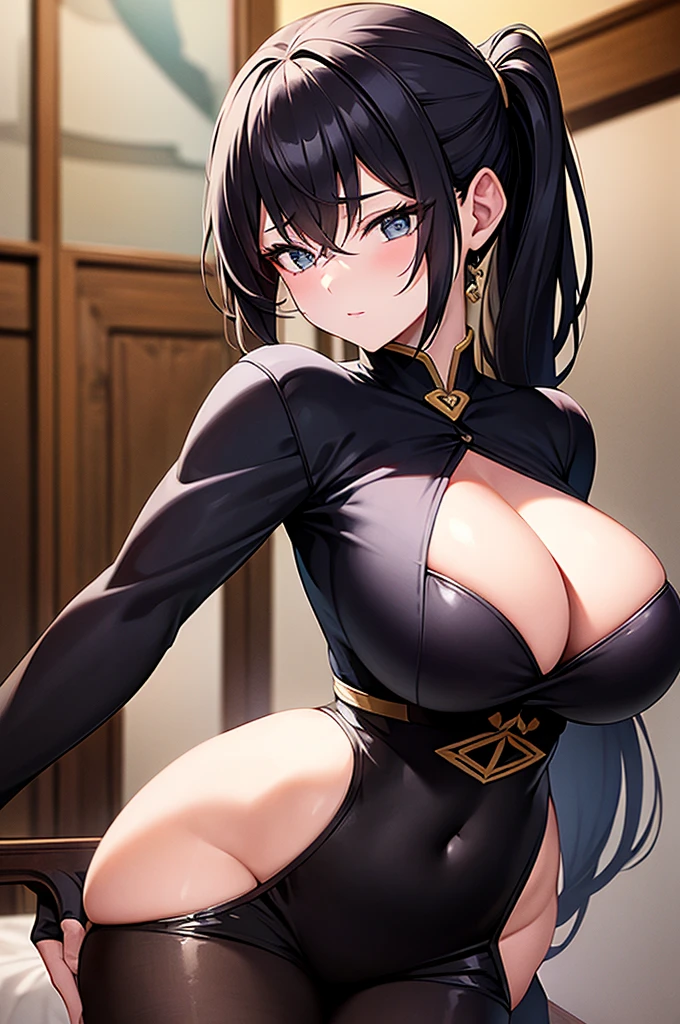 masterpiece,Big Breasts,beauty,Black Hair,Side Ponytail,masquerad,