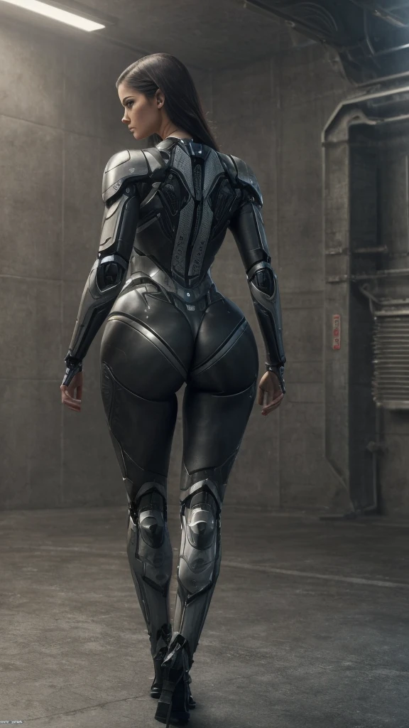 Woman, Curvy, Thick, Muscular, Robot, Sci-Fi, Aerodynamic, Carbon Fibre, Armor, Gears, Engines.
CGI, VFX, 3D art, Realism
Top Models Face, Make Up, Beauty, Straight, Slicked, Long Legth Hair.
Dynamic, Walking, back view, sexy, Sexy female Robot, inspired by Ex Machina movie,