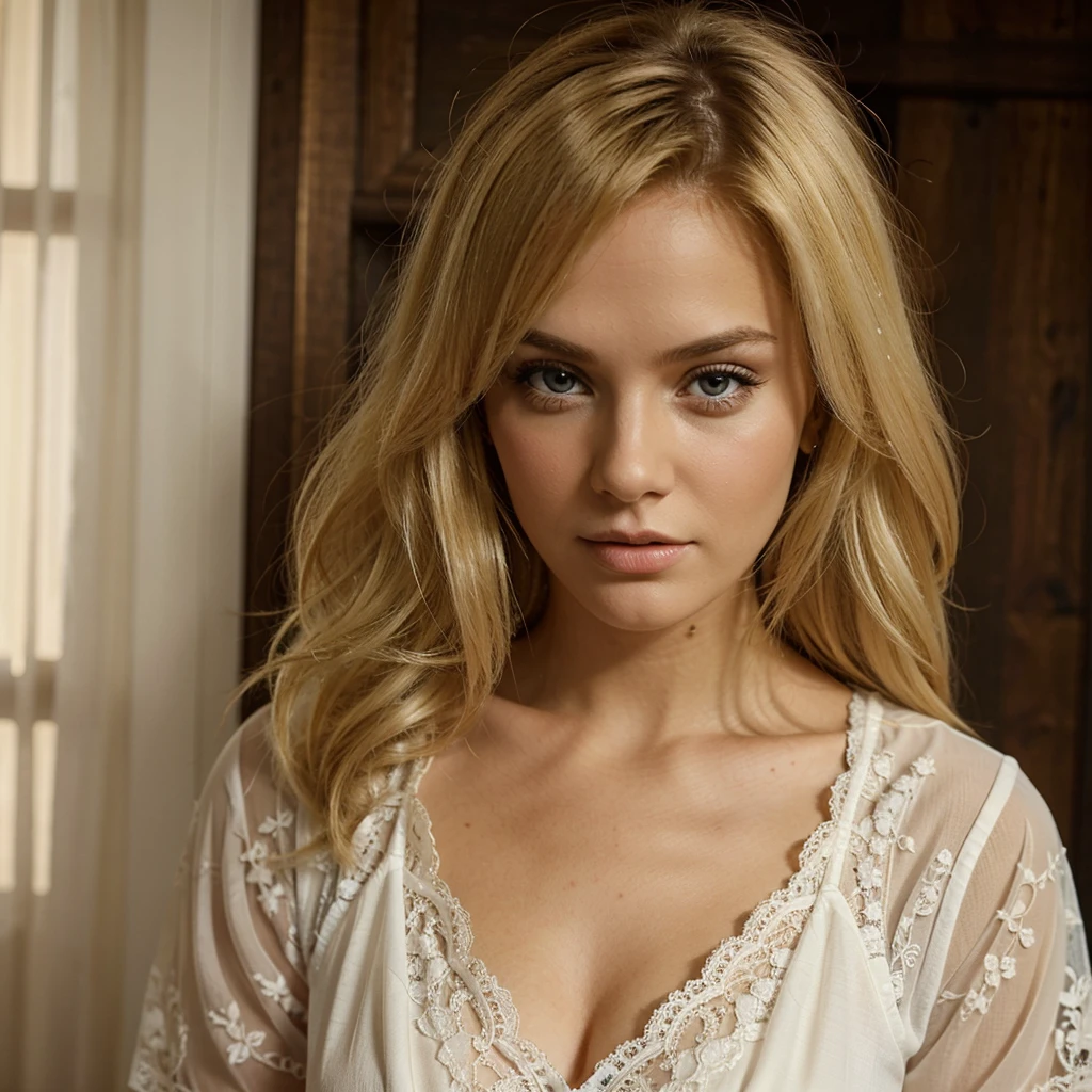 I want a pretty blonde woman in fine lace