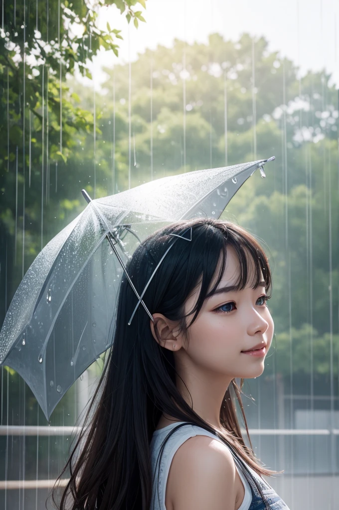 Create an image of a sunny day with rain