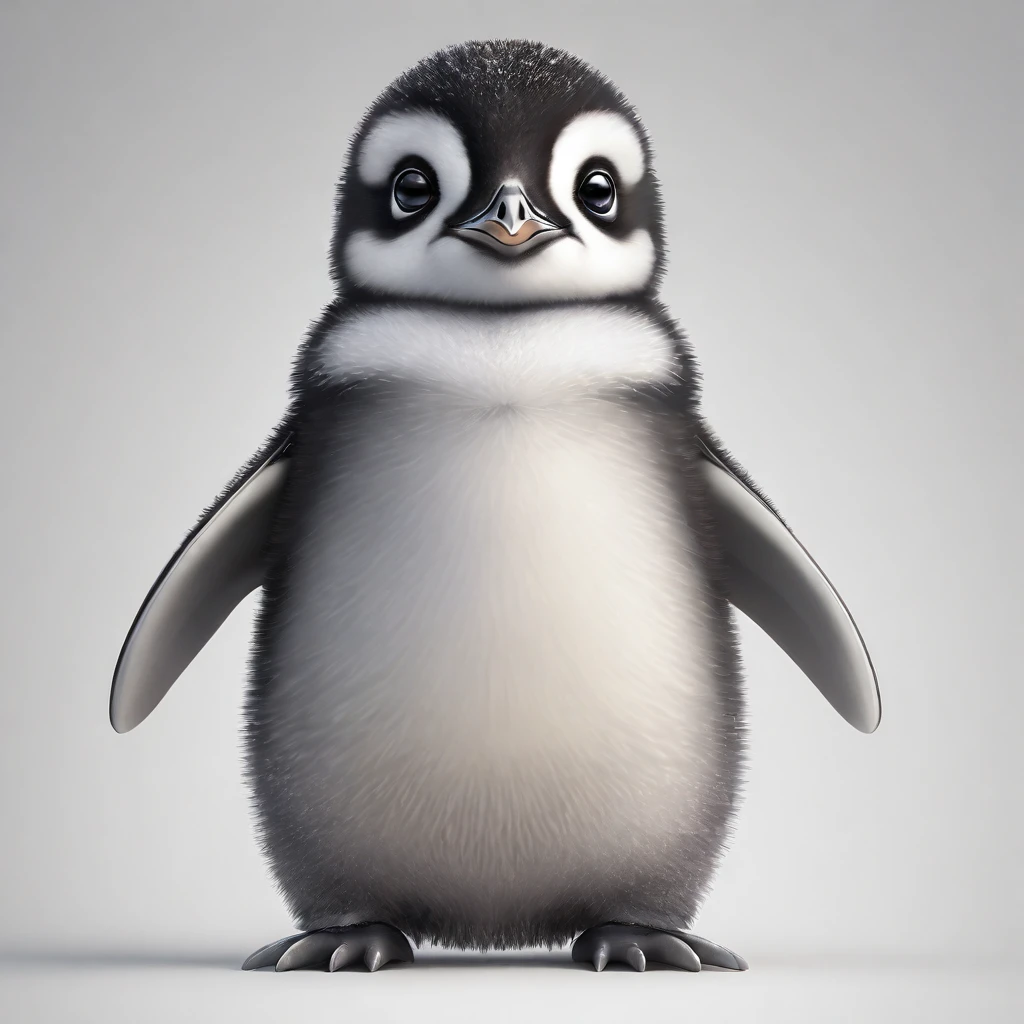 cute baby penguin , gray gradient background