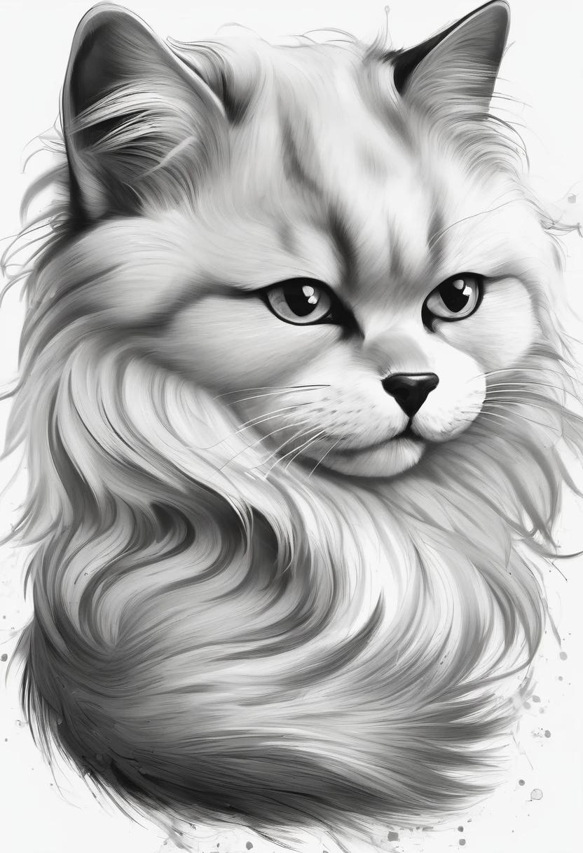 "Dynamic ink brushstroke style, black and white only: illustration by a professional illustrator, featuring a cute cat or Persian Cat, action shot, high detail, white background, sharp focus, full body, masterpiece, highly detailed, high quality, artistic sumi ink painting, Japanese style, icon, single animal. Please include a circular motif for an icon design. A sleeping Shiba Inu with very realistic fur depiction, surreal expression, artistic circular motif for an icon design. Features detailed whiskers, blue eyes, cheek whiskers, Japanese cat, Japanese-style design."