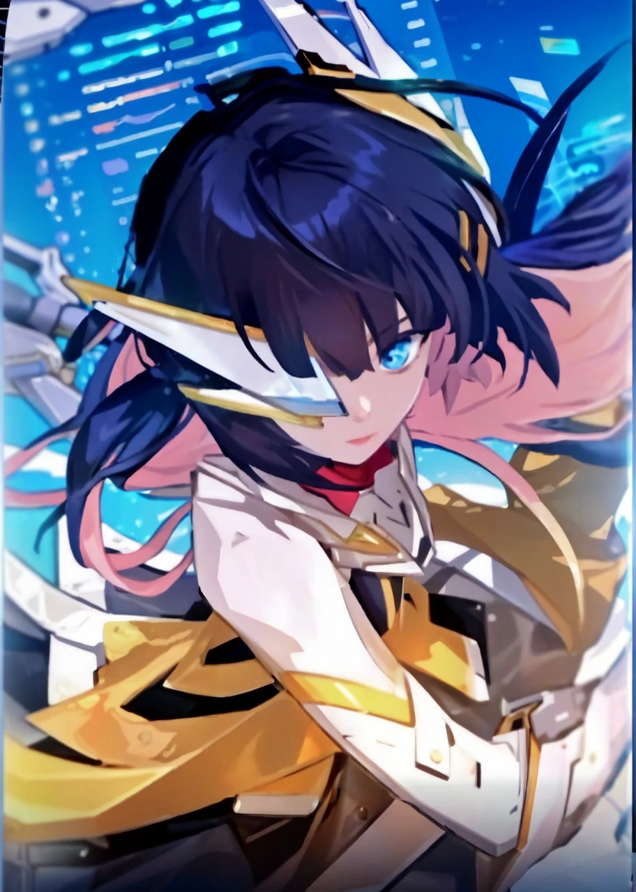 masterpiece、top-quality、realisitic、ultra-detailliert、SFW、head shot、facial close-up、Portrait of a young woman、starsector、Sci-fi style mechanical suit、High-tech gadgets、Head turned to the front、