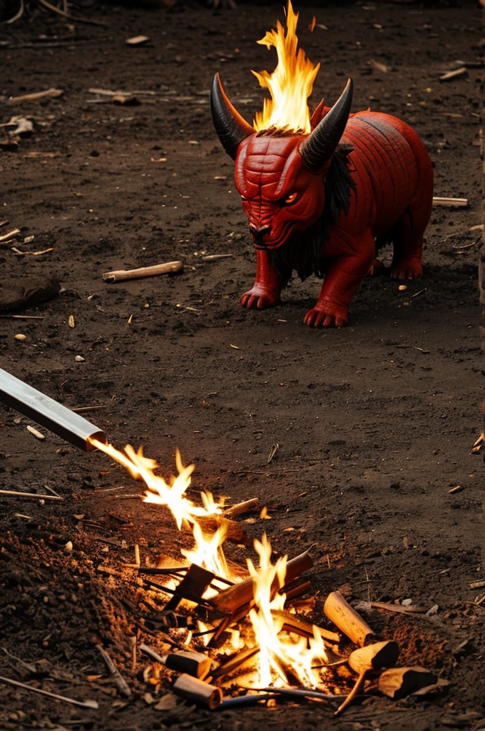 Right Satan using fire to ground