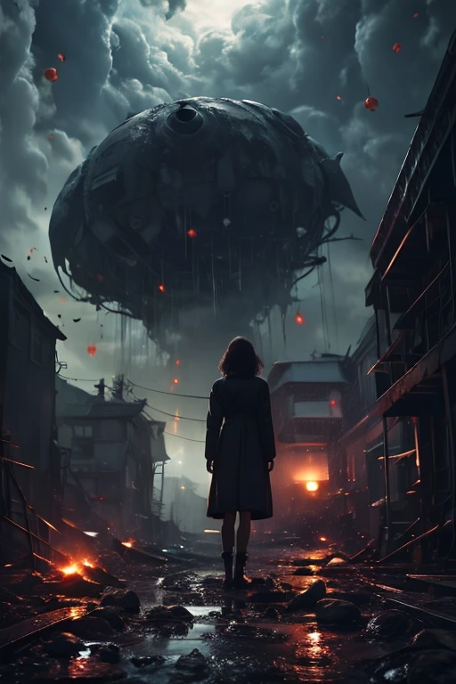 "A frightening entity, alien-looking, moving fast, with a dark and threatening background."