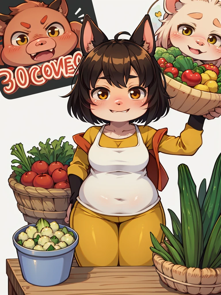 Pig Gorilla, Greengrocer, Kaoru Kumada , Welcome! , pop design , bold line , Fujiko Fujio style , troublemaker , Loved vegetables, and loved by vegetables