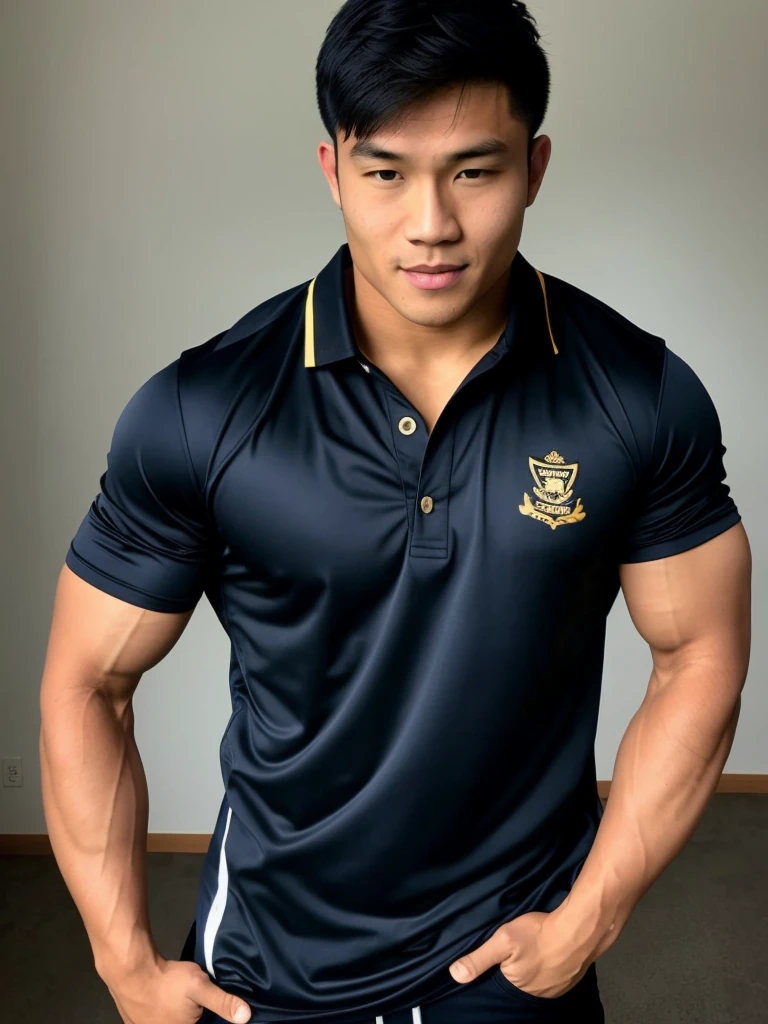 Soccer thai men handsome  Wearing a Buriram United blackshirt big penis