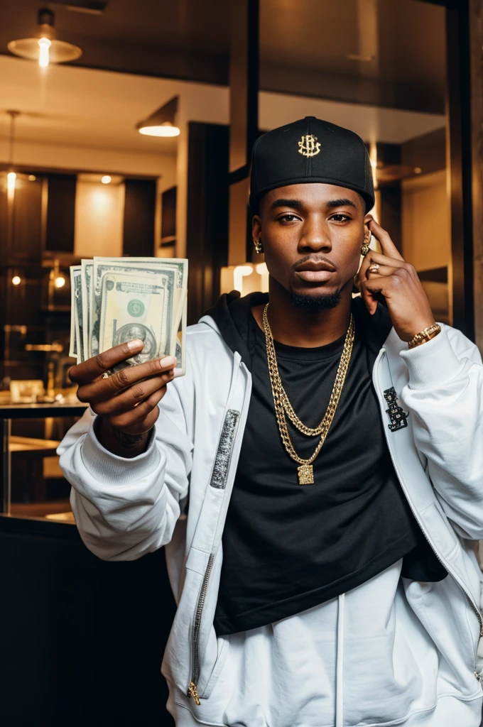 Rapper with money in his hand 