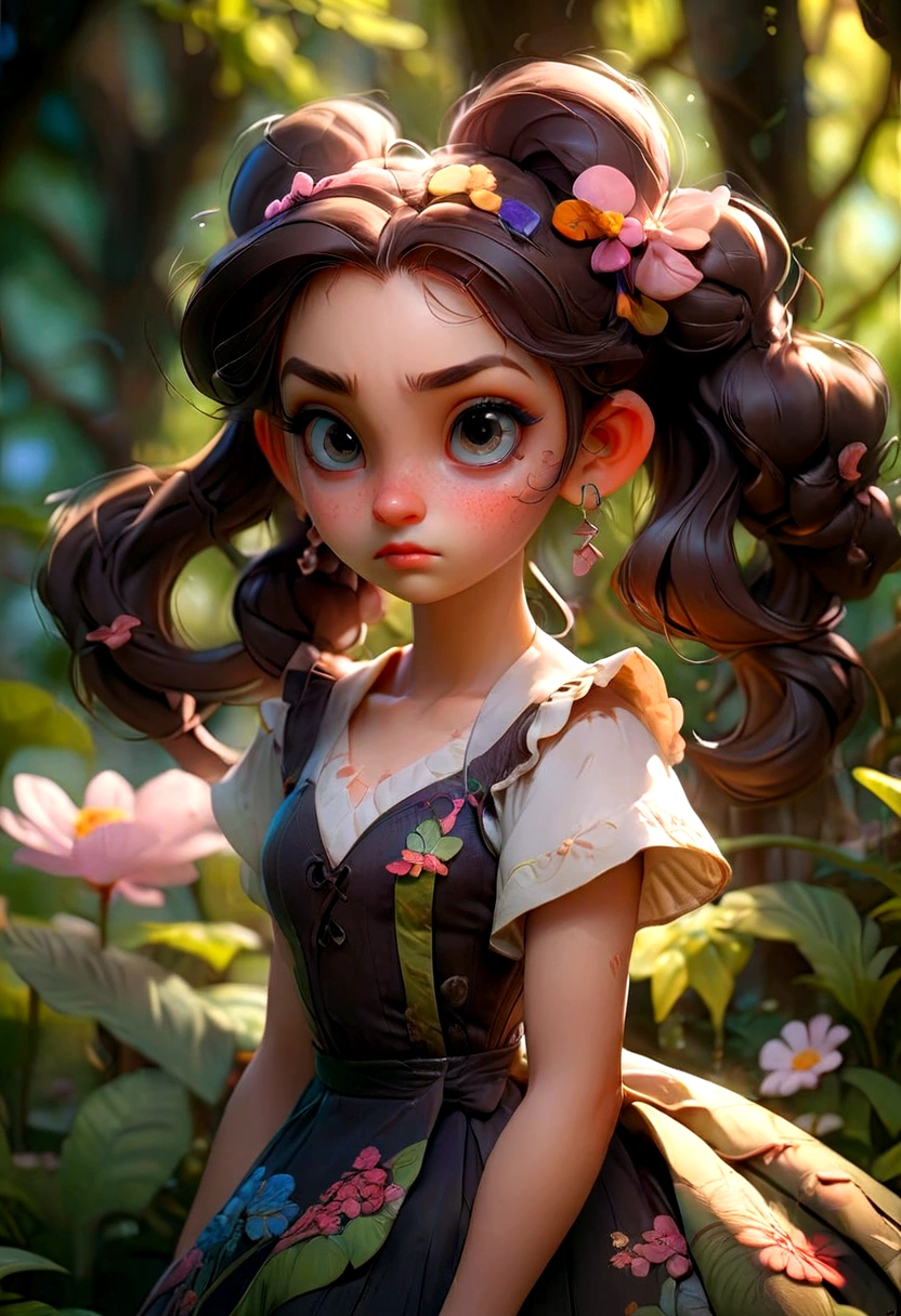 1girl, Twin Tails, A beautiful young girl with twin tails hairstyle, extremely detailed eyes and face, longeyes, flowing hair, intricate dress, delicate features, serene expression, standing in a lush garden, sunlight filtering through the trees, vibrant colors, warm lighting, (4k,8k,highres:1.2), ultra-detailed, portrait, fantasy, masterpiece, best quality, very aesthetic, absurdres
