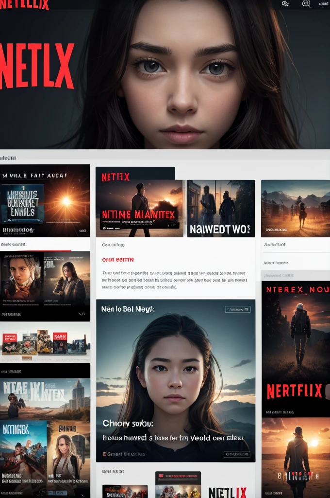 Create an image of a person in front of a Netflix catalog with many options 
