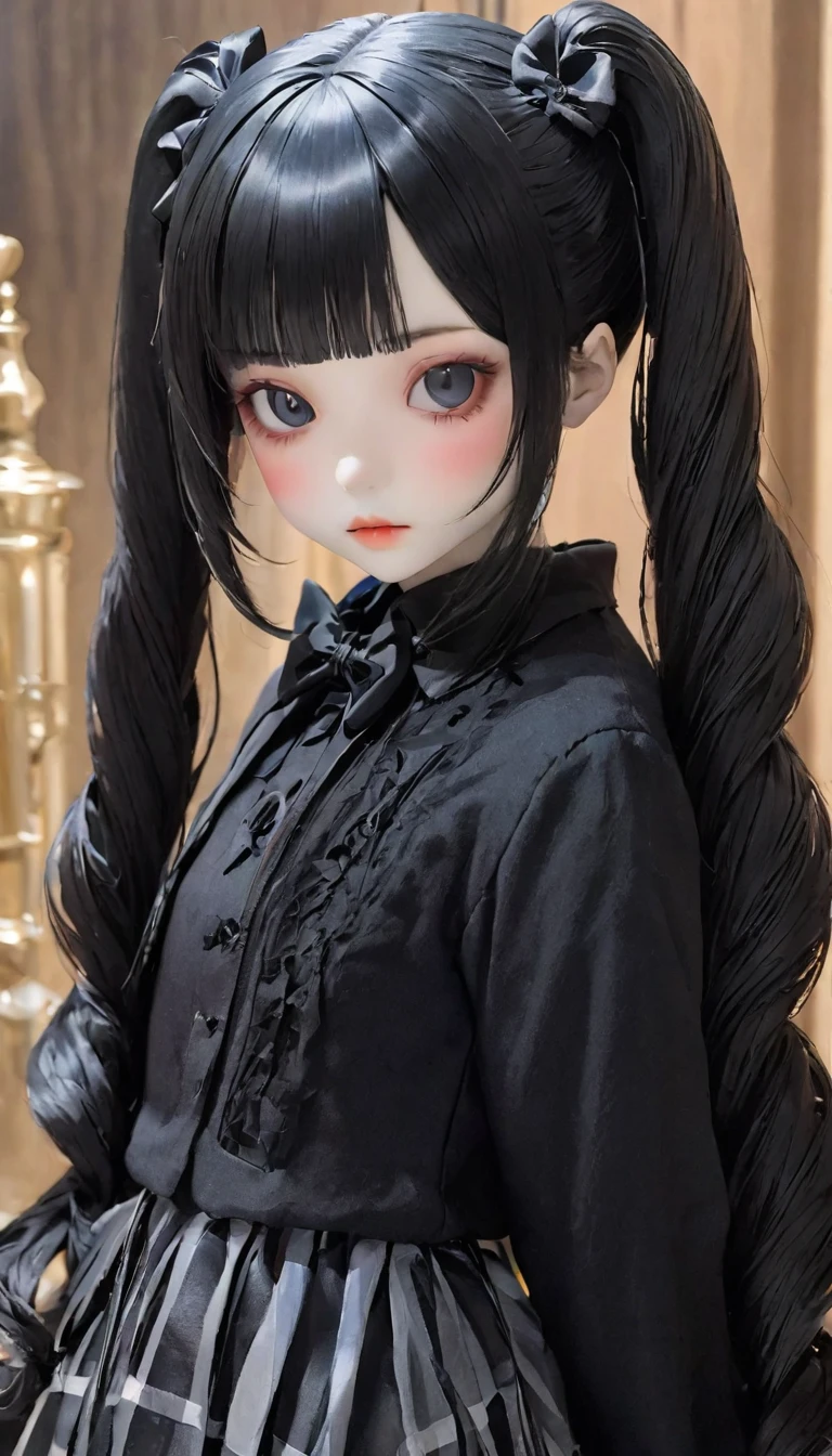 (((💀、☠、girl、💀)))、Twin tails、Highest quality、masterpiece、Super detailed、Black silky hair