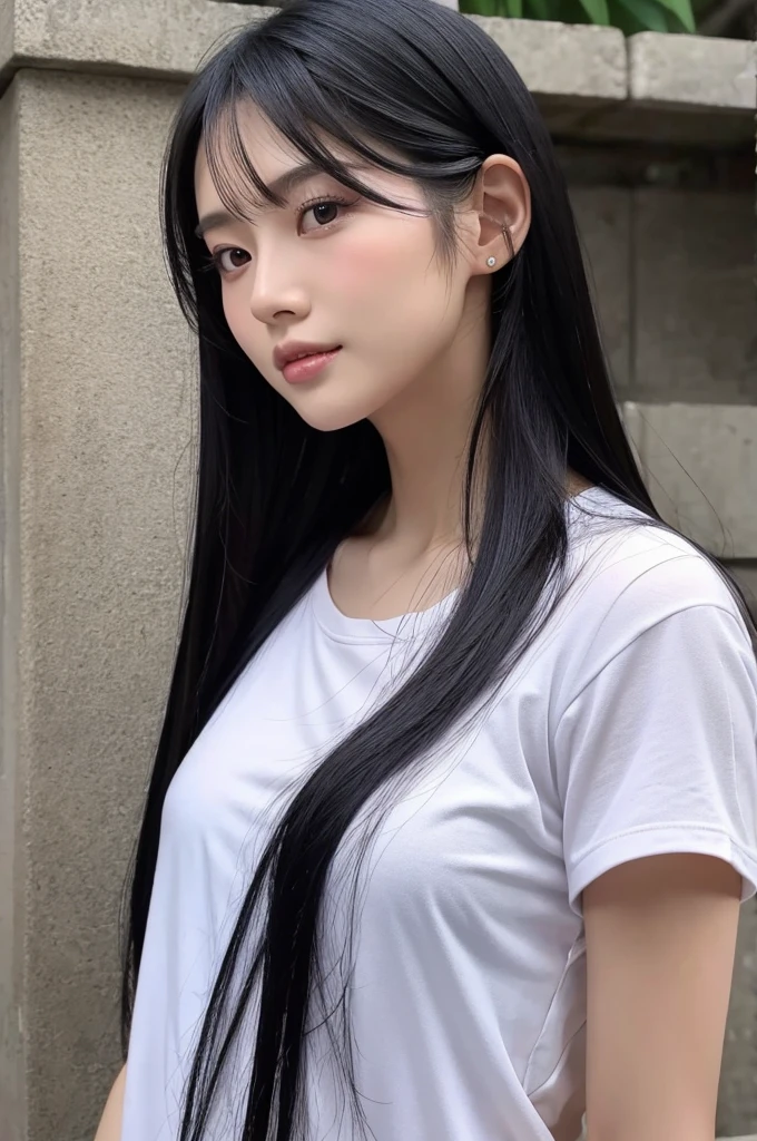 Asian beauty, long black hair, pretty