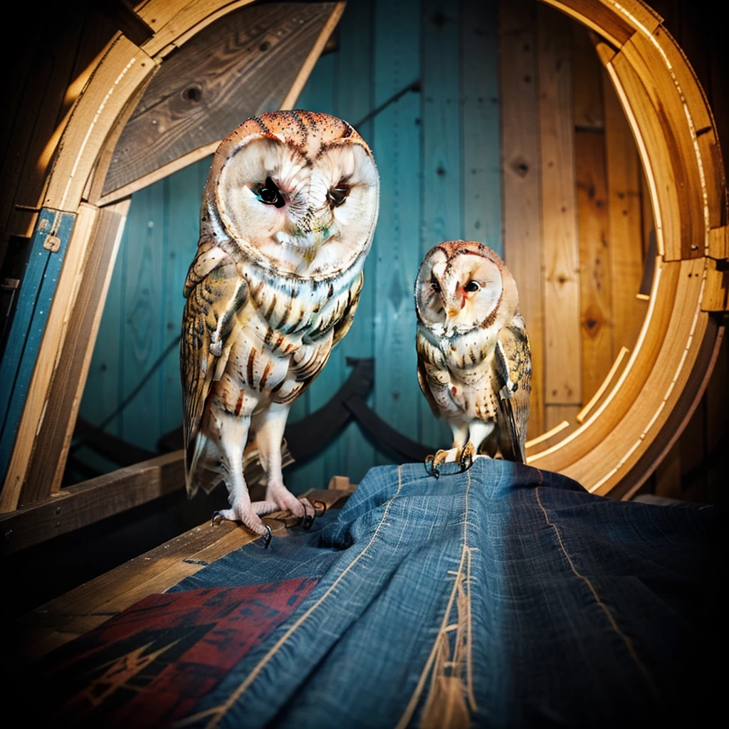 colorful barn owl tattoo design , no background