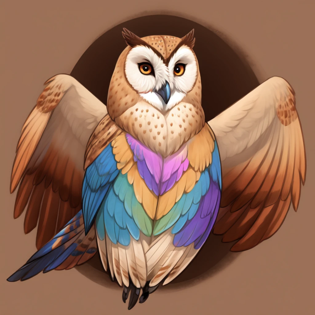 colorful barn owl tattoo design , no background