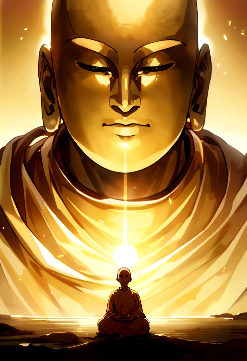 Saitama becomes a monk、Merging with Buddha、Golden Light