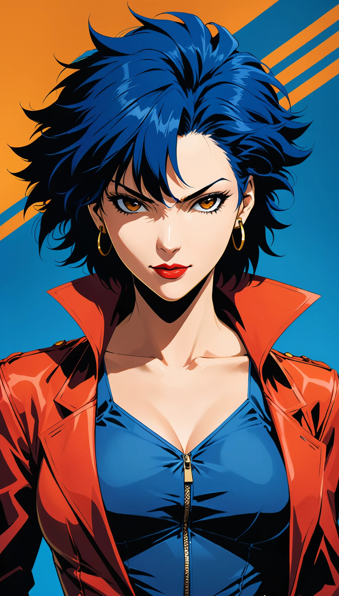 role conception,woman,halfbody,cowboy bebop style,artist by Frank Miller, Trending on artstation.