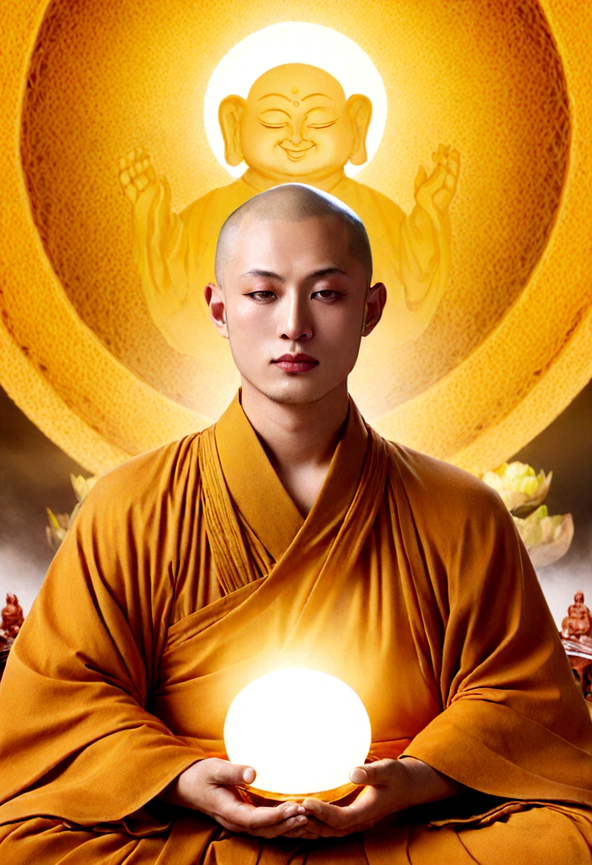Saitama becomes a monk、Merging with Buddha、Golden Light