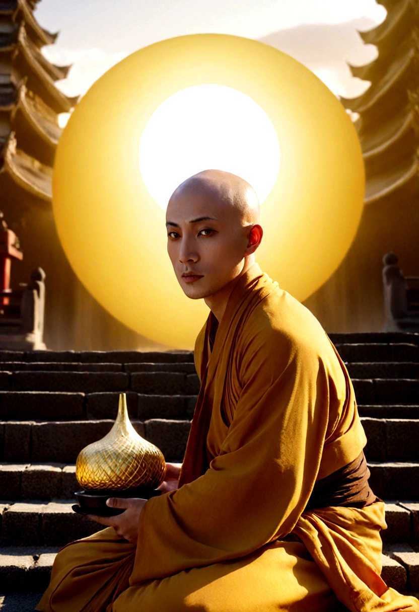 Saitama becomes a monk、Merging with Buddha、Golden Light