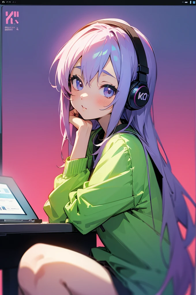 anime girl sitting at a desk with a laptop and headphones on, lofi girl, anime girl desktop background, digital anime illustration, anime style 4 k, anime art wallpaper 4k, anime art wallpaper 4 k, anime art wallpaper 8 k, lofi portrait, 4k anime wallpaper, anime wallpaper 4 k, anime wallpaper 4k, nightcore, lofi artstyle