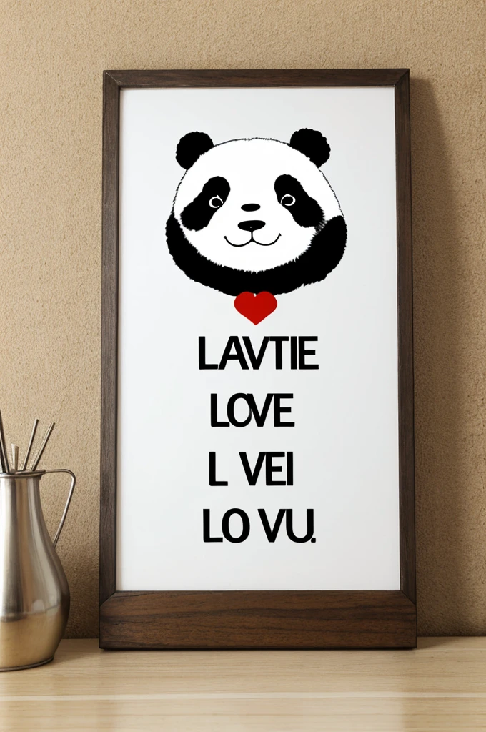 Create a cute panda bear that has a sign that says I love you .Veronica