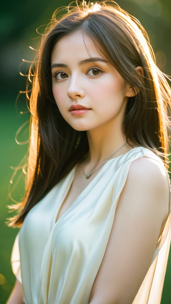 (Random Nationality):1.5, masterpiece, Highest quality, 8K, 20th Generation, (Large Breasts:1.2), cute, alone, sad, close, cute, Girlish, Delicate girl, Pure beauty, RAW Photos, Professional photography, Portraiture, Soft Light, Professional Lighting, Backlight, Upper Body, avert your eyes, Sophisticated, Film Grain, (Eyes and facial details:1.0), Beautiful straight hair, Hair swaying in the wind, Silk blouse, Random hairstyle