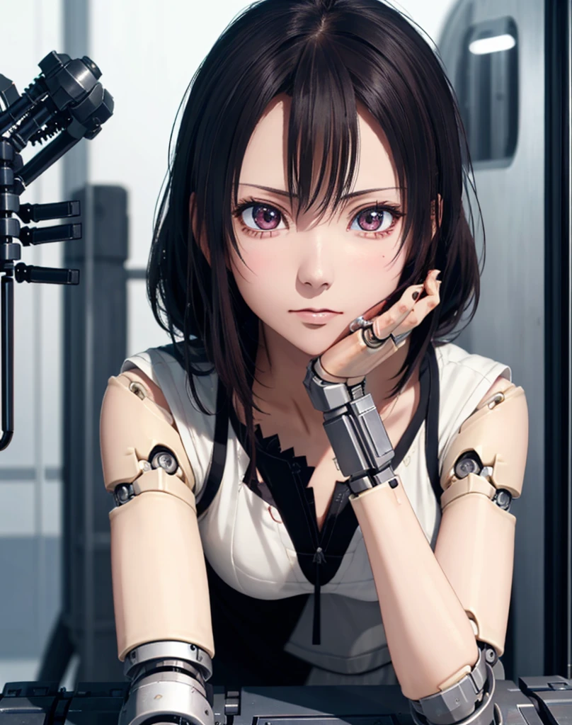 (((masutepiece))), ((((Best Quality)))), ((((Ultra-detailed))), (High Definition CG Illustration), ((extremely delicate and beautiful face)),(Cute and delicate face ), Cinematic Light, ((1 Mechanical Girl)), Solo, Whole body, (Machine-made joints: 1.4),...