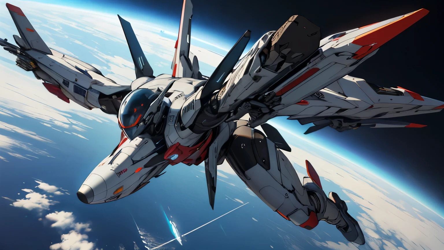 ((best quality)), ((masterpiece)), (detailed), 1spaceship pilot, wearing a technological pilot suit, fullbody in combat position.