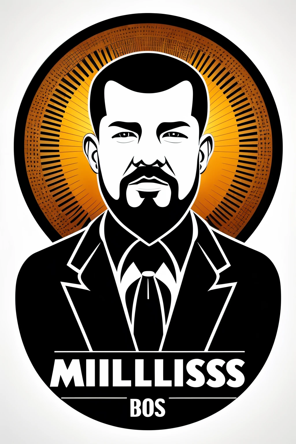 millionaire business boss gangsta profile, simple, geometric, vector, white background, centered