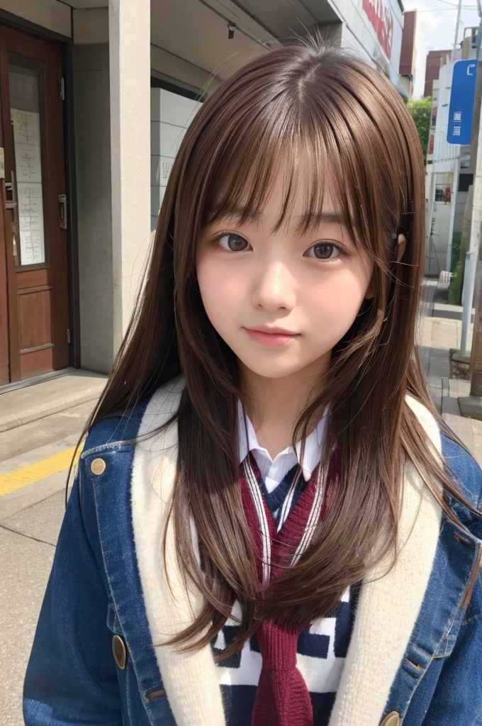 Brown hair long、Gal、high school student、